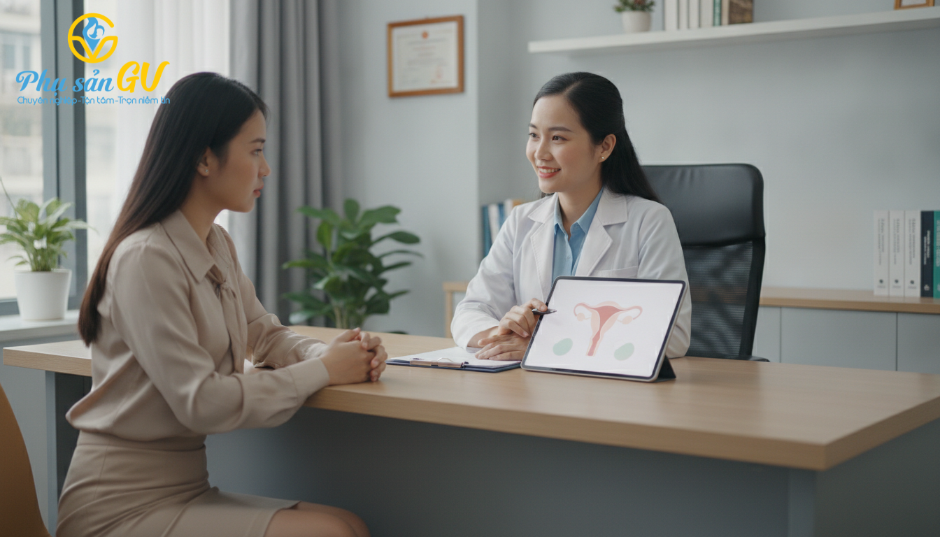 Bác sĩ Phụ Sản Gò Vấp tư vấn cho bệnh nhân về chăm sóc sau phẫu thuật thẩm mỹ vùng kín