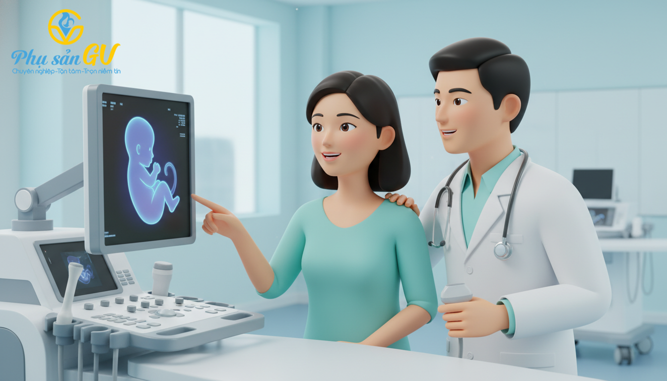 Bệnh nhân Việt Nam đang được bác sĩ giải thích kết quả siêu âm đánh giá dự trữ buồng trứng và sức khỏe sinh sản.